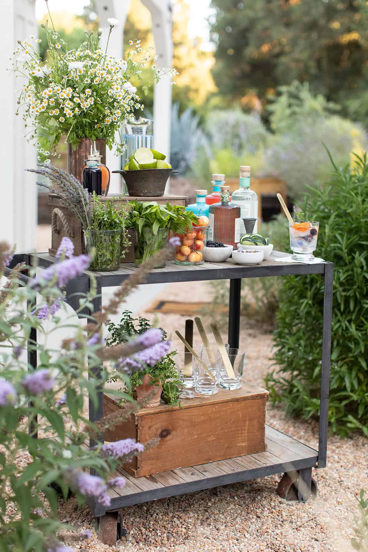 Gin and tonic drink station.