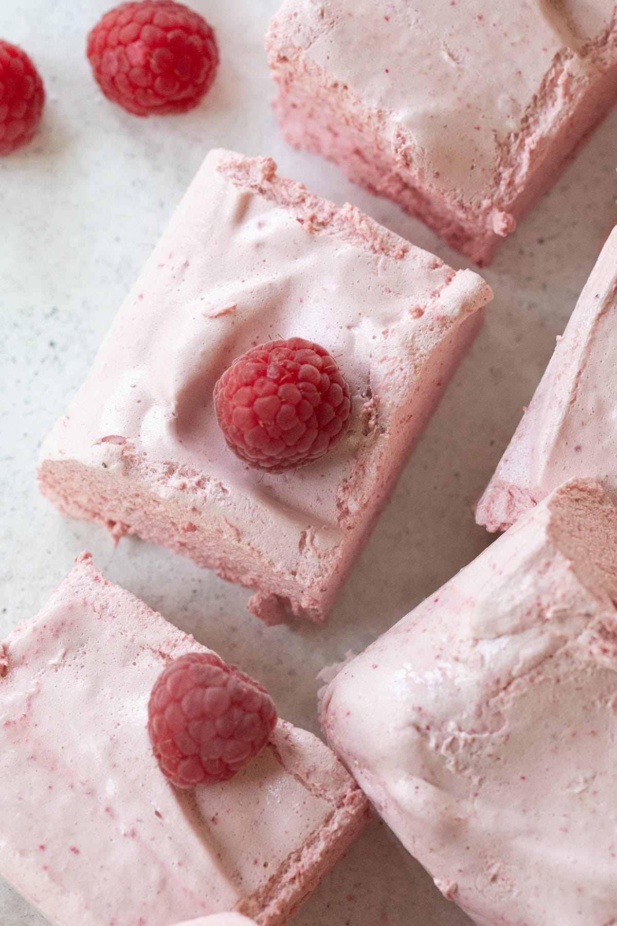 Homemade healthy marshmallows with raspberry. 