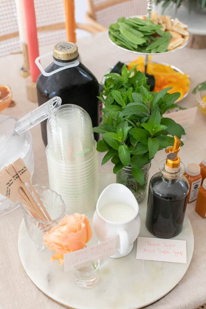 Mojito coffee station at a Mother's Day Favorite things party.