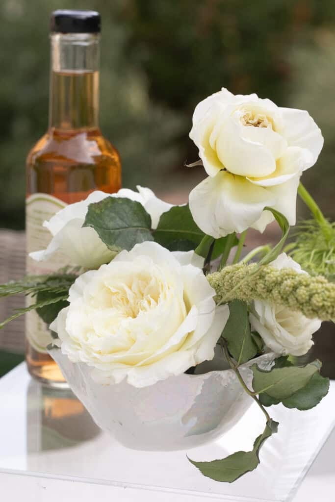 Flowers for a dirty martini party.