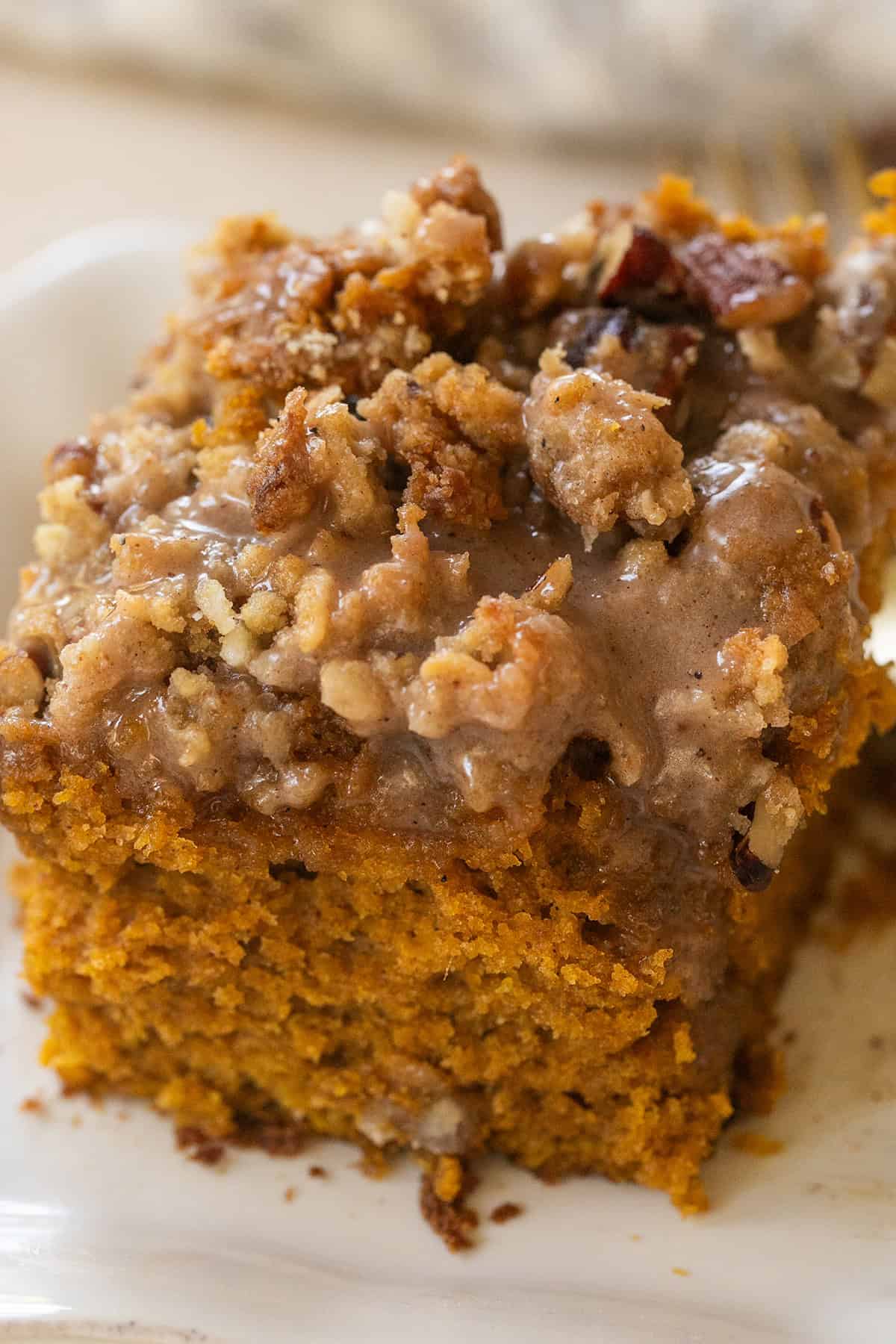 Pumpkin coffee cake recipe with glaze. 