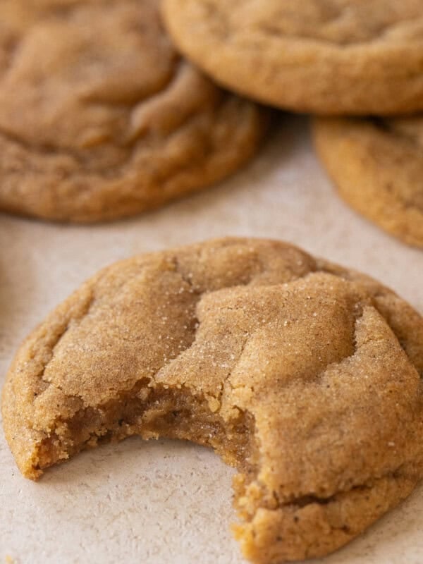 Chewy pumpkin snickerdoodle cookie with brown butter.