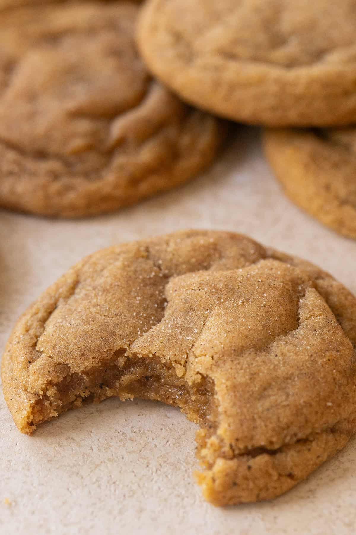 Chewy pumpkin snickerdoodle cookie with brown butter.
