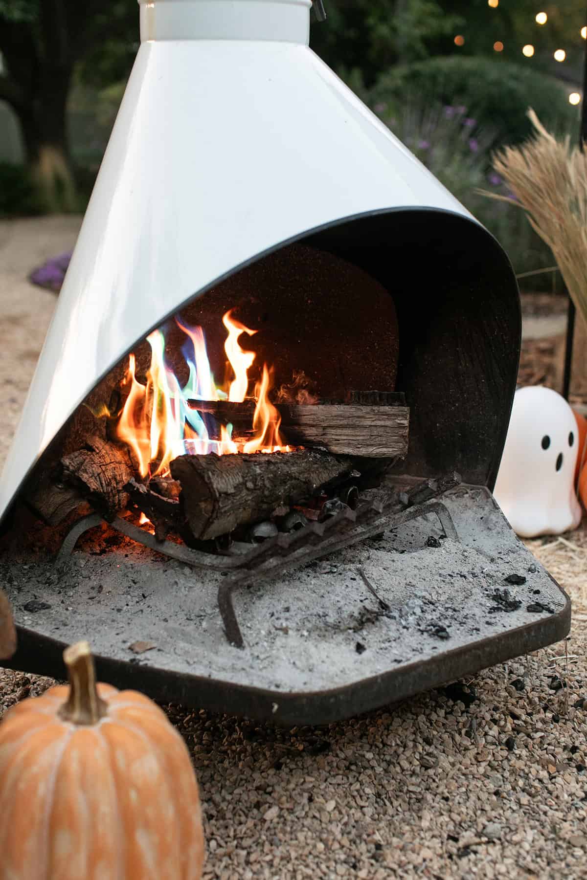 Fireplace with magical flames. 