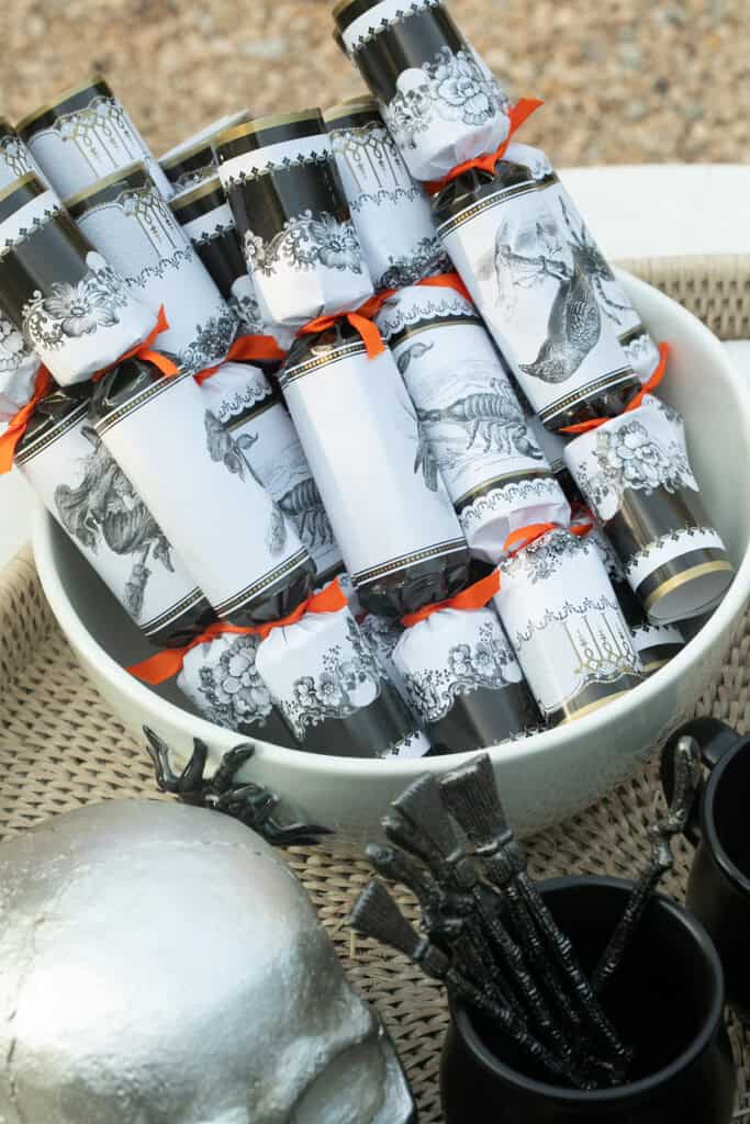 Halloween party poppers in a bowl. 
