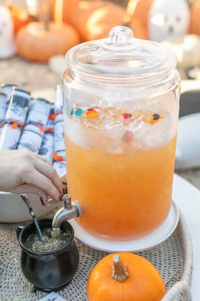 Apple cider punch with Halloween candy.