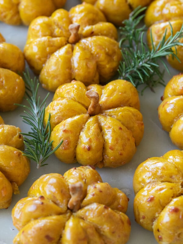 Pumpkin dinner rolls.