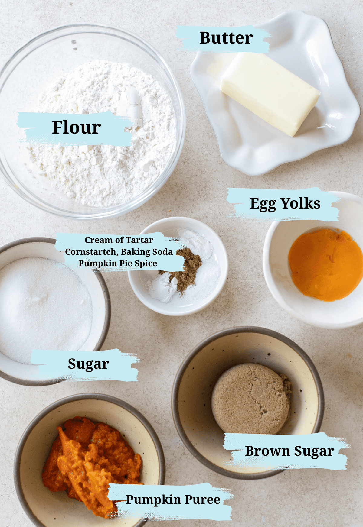 Pumpkin snickerdoodle ingredients.