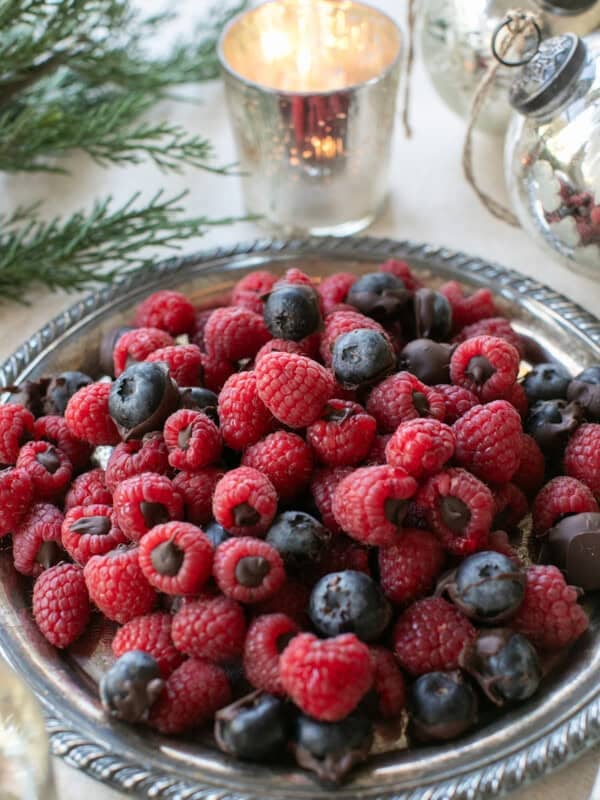Chocolate covered berries and chocolate filled raspberries.