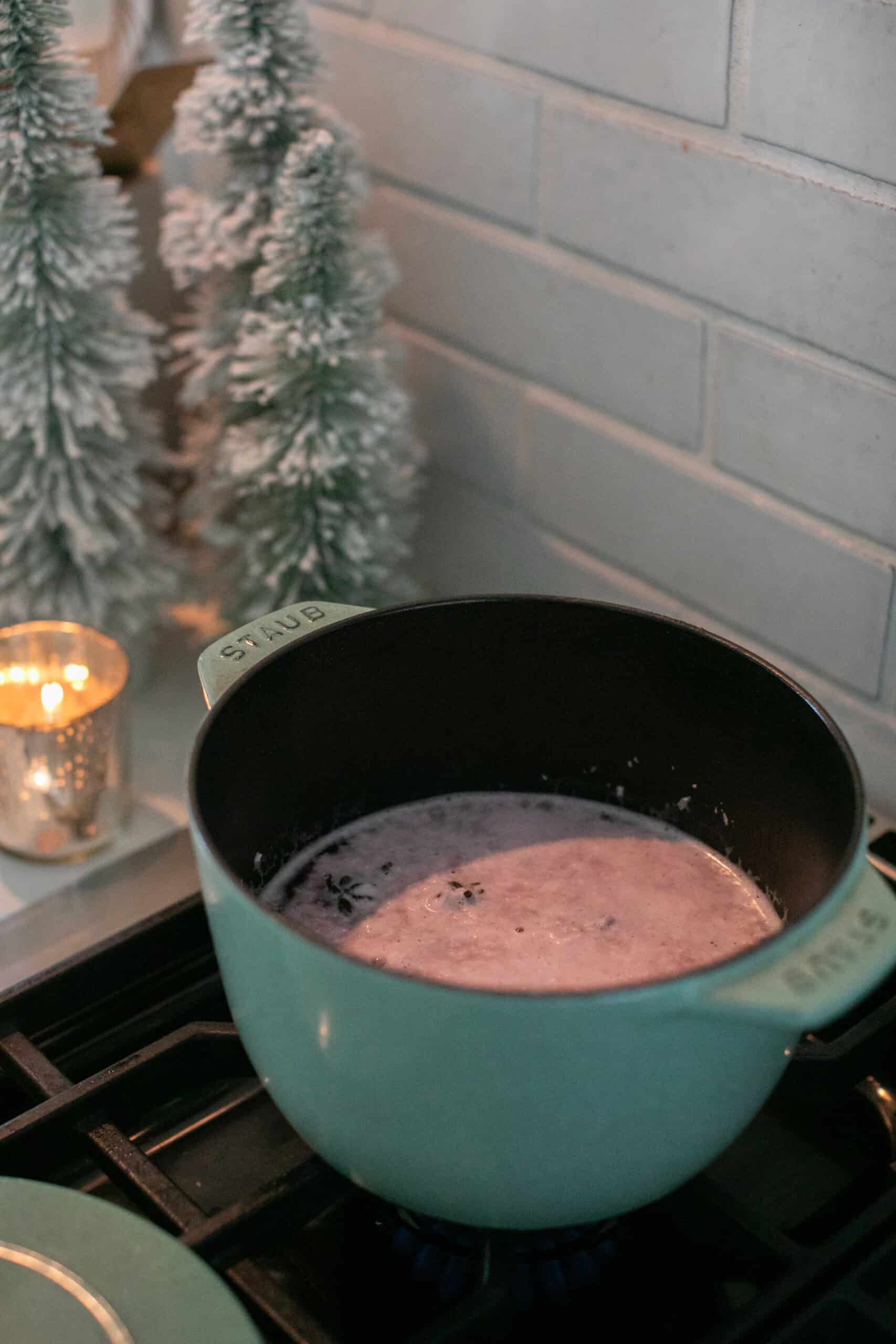 Simmer pot on the stovetop.