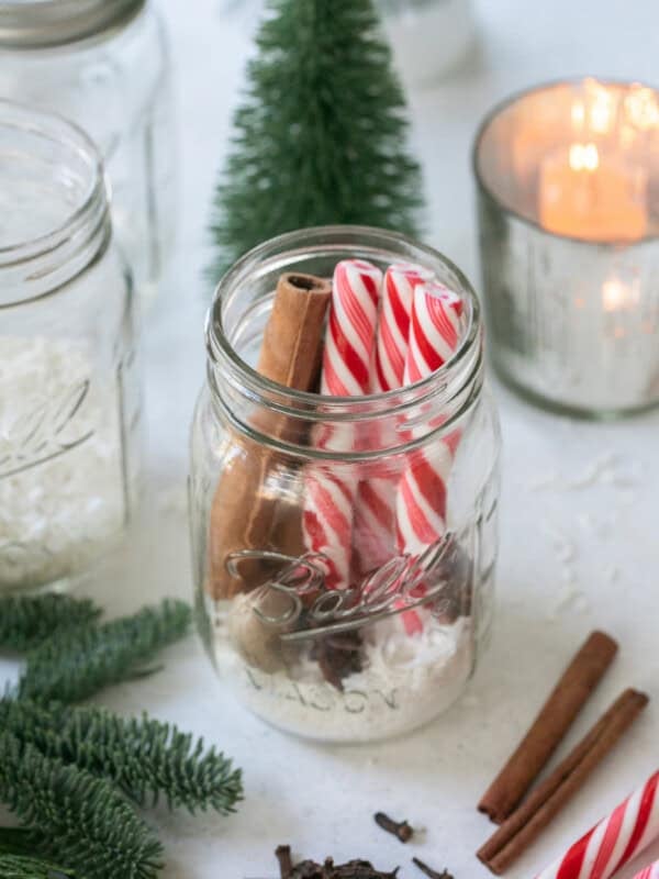 Peppermint simmer pot in a jar to use for holiday gifts.
