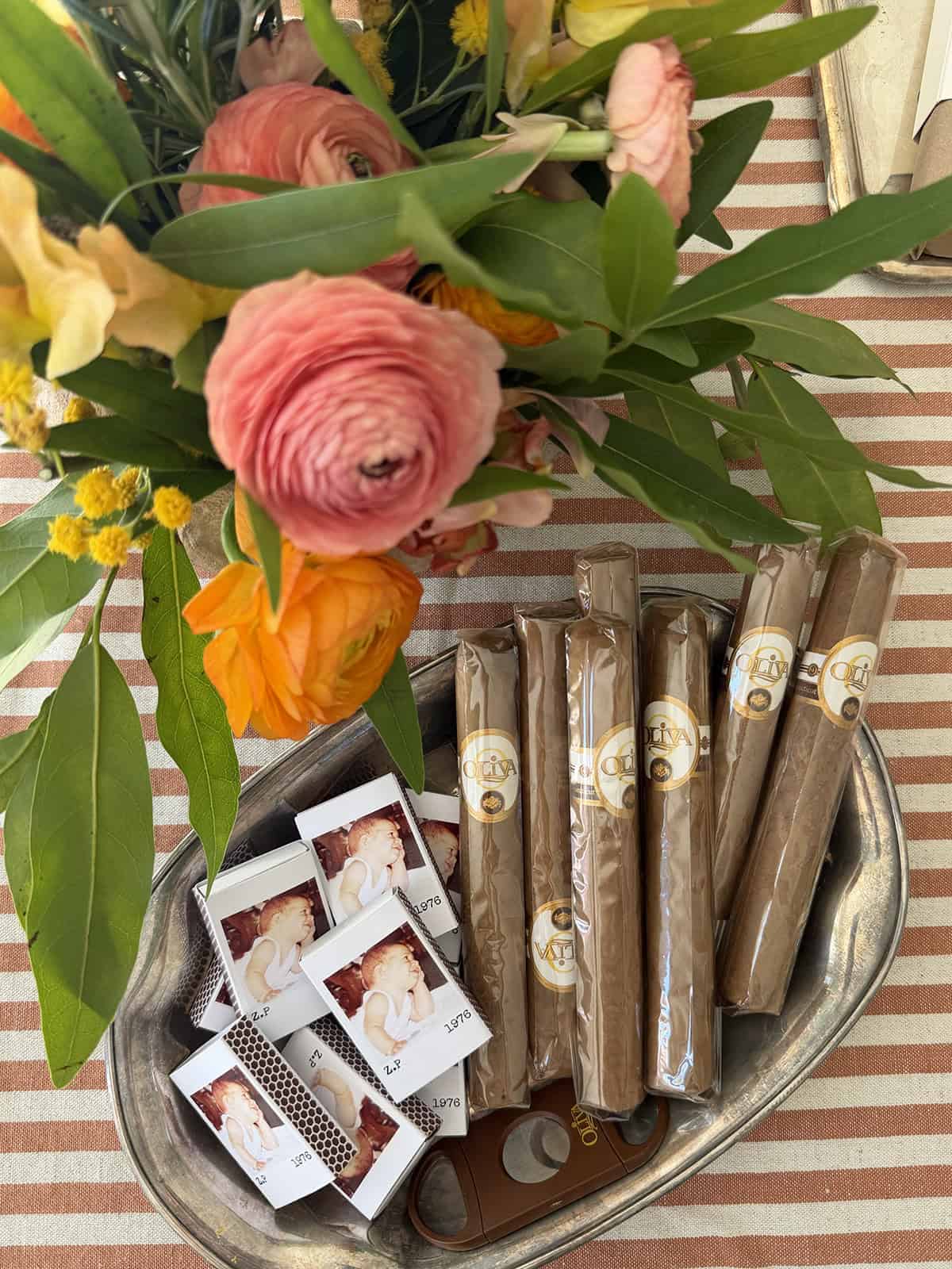 Cigars and matches for a 50th birthday party.