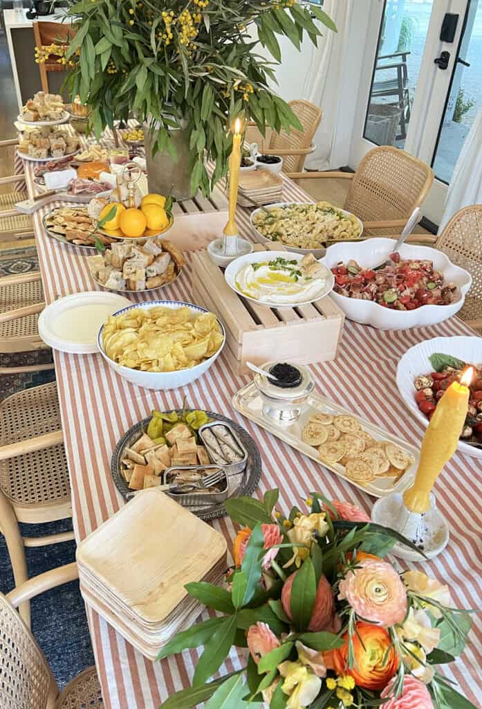 Italian aperitivo tablescape with colorful coastal details.