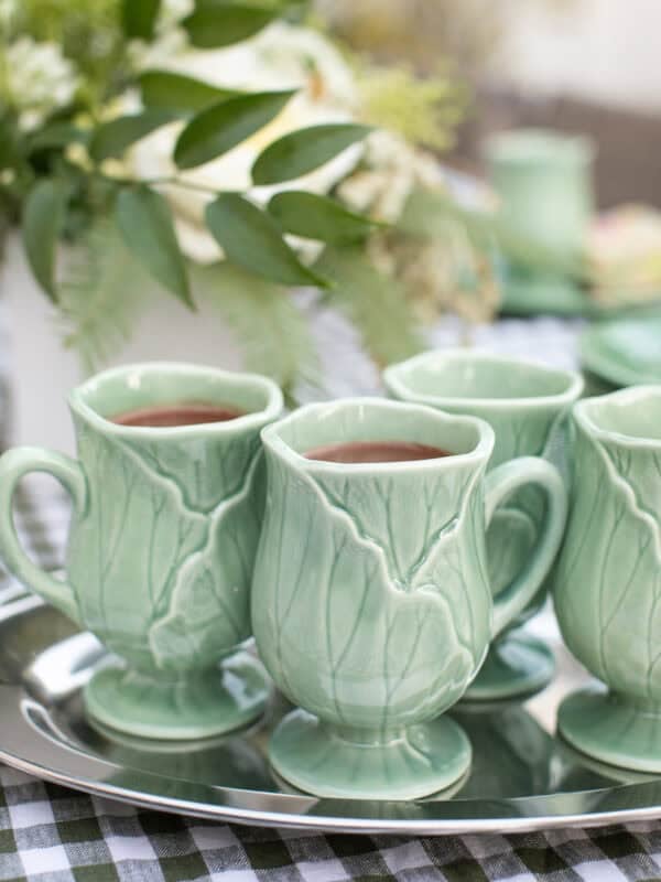 • Bailey’s hot chocolate served in cabbage mugs for a St. Patrick’s Day dinner party.