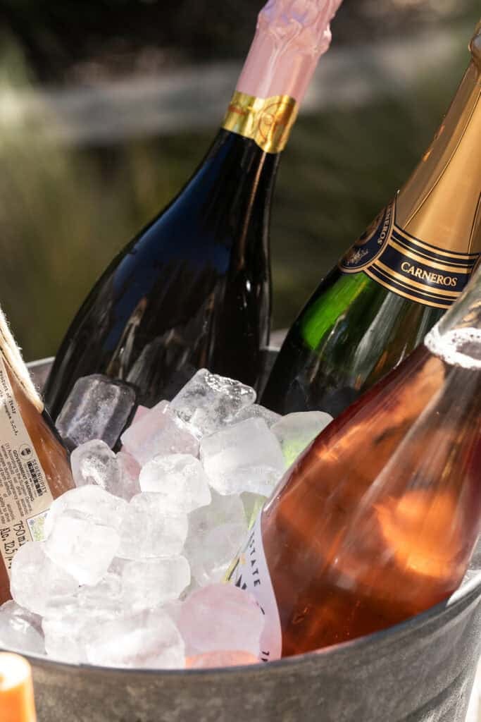 Champagne in buckets for a party.