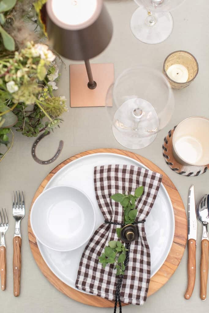 Rodeo dinner party table setting.